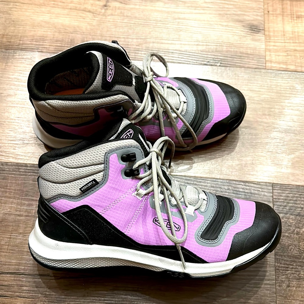 Keen Women's Tempo Flex Mid Waterproof Hiking Boot-African Violet/Sharp Green